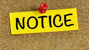 Picture of a notice sign on a bulletin board